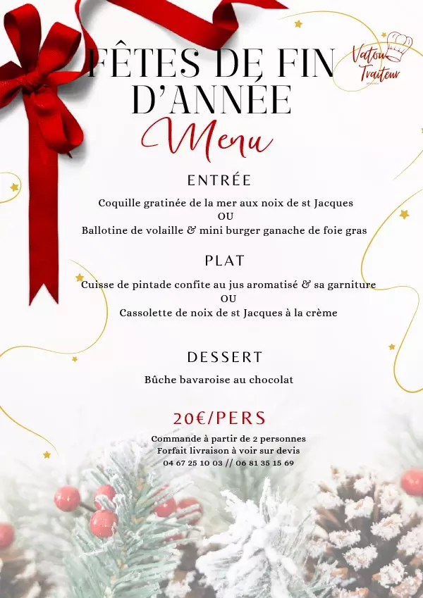 Menu de fêtes La Pépite : entrée, plat et dessert au choix